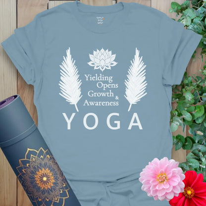 Stone blue Bloom Within T-Shirt with soft cotton feel and soul-centered quote