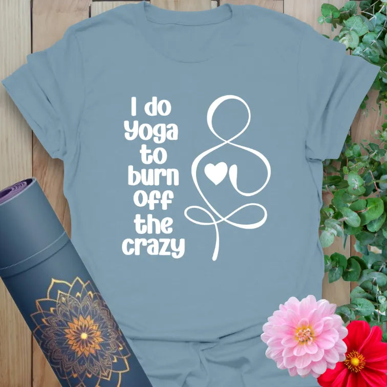Stone blue Burn T-Shirt with stress-relief inspired yoga affirmation