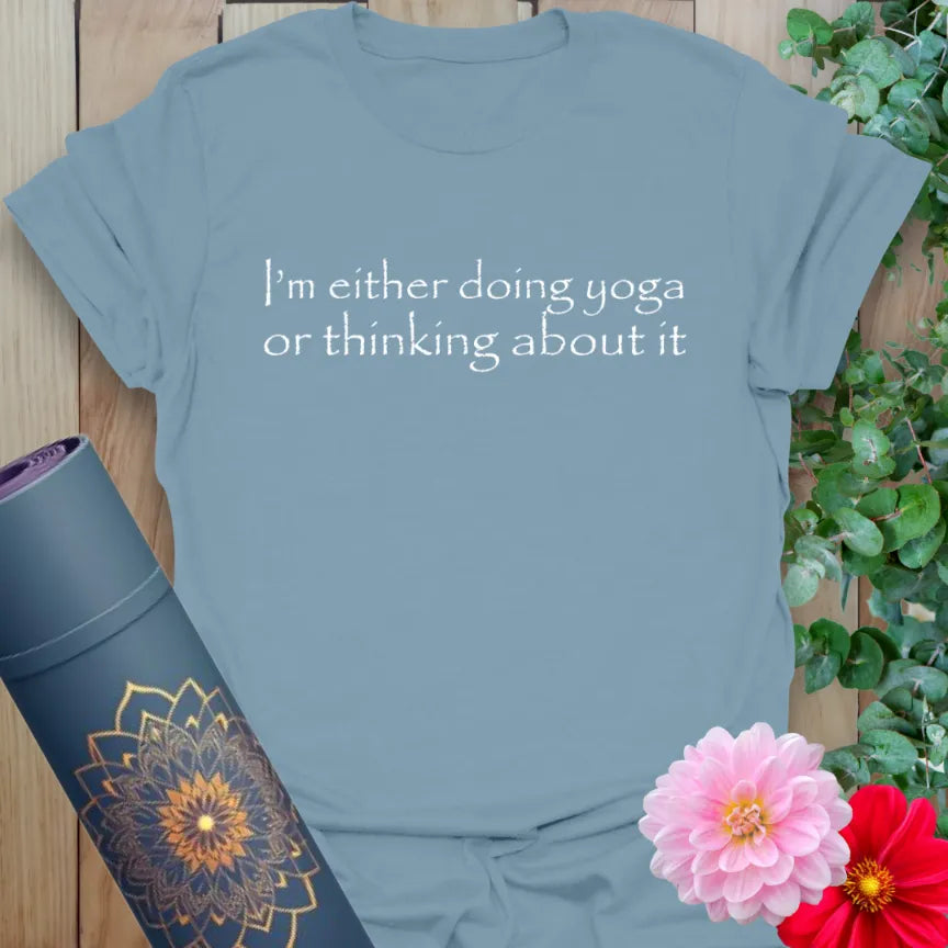 Stone blue Doing Yoga T-Shirt with minimalist yoga lifestyle quote design