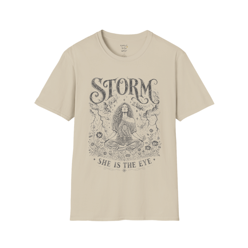 Sand Storm T-Shirt featuring faded celestial goddess artwork with antique mystical engraving texture.