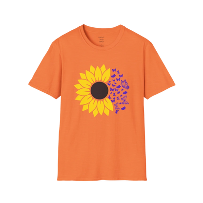 Bold sunflower design with soft botanical elements — The Vault collection by Ramro Yoga Wear — Heather Orange