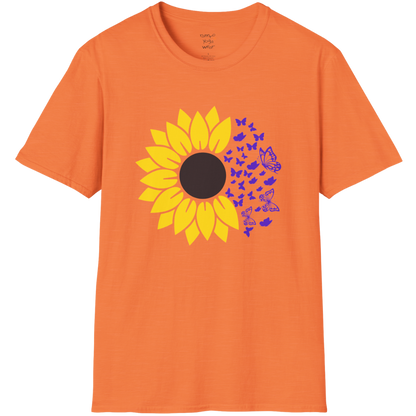 Bold sunflower design with soft botanical elements — The Vault collection by Ramro Yoga Wear — Heather Orange
