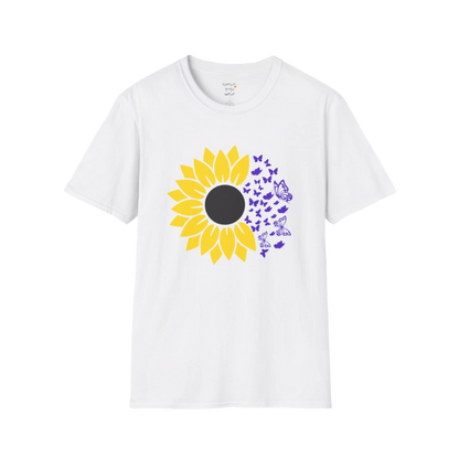 Bold sunflower design with soft botanical elements — The Vault collection by Ramro Yoga Wear — White