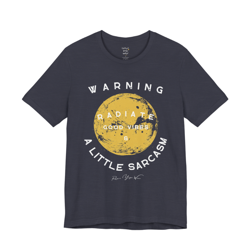 Sunshine funny yoga shirt in Heather Midnight Navy — Bella+Canvas 3001 graphic tee by Ramro Yoga Wear