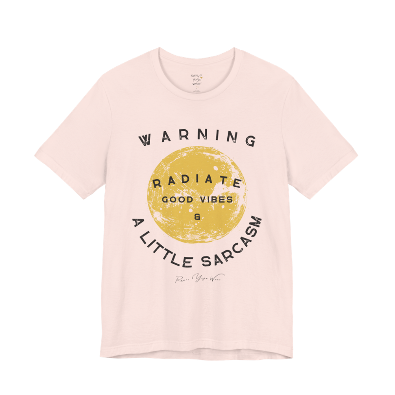 Sunshine funny yoga shirt in Soft Pink — Bella+Canvas 3001 graphic tee by Ramro Yoga Wear
