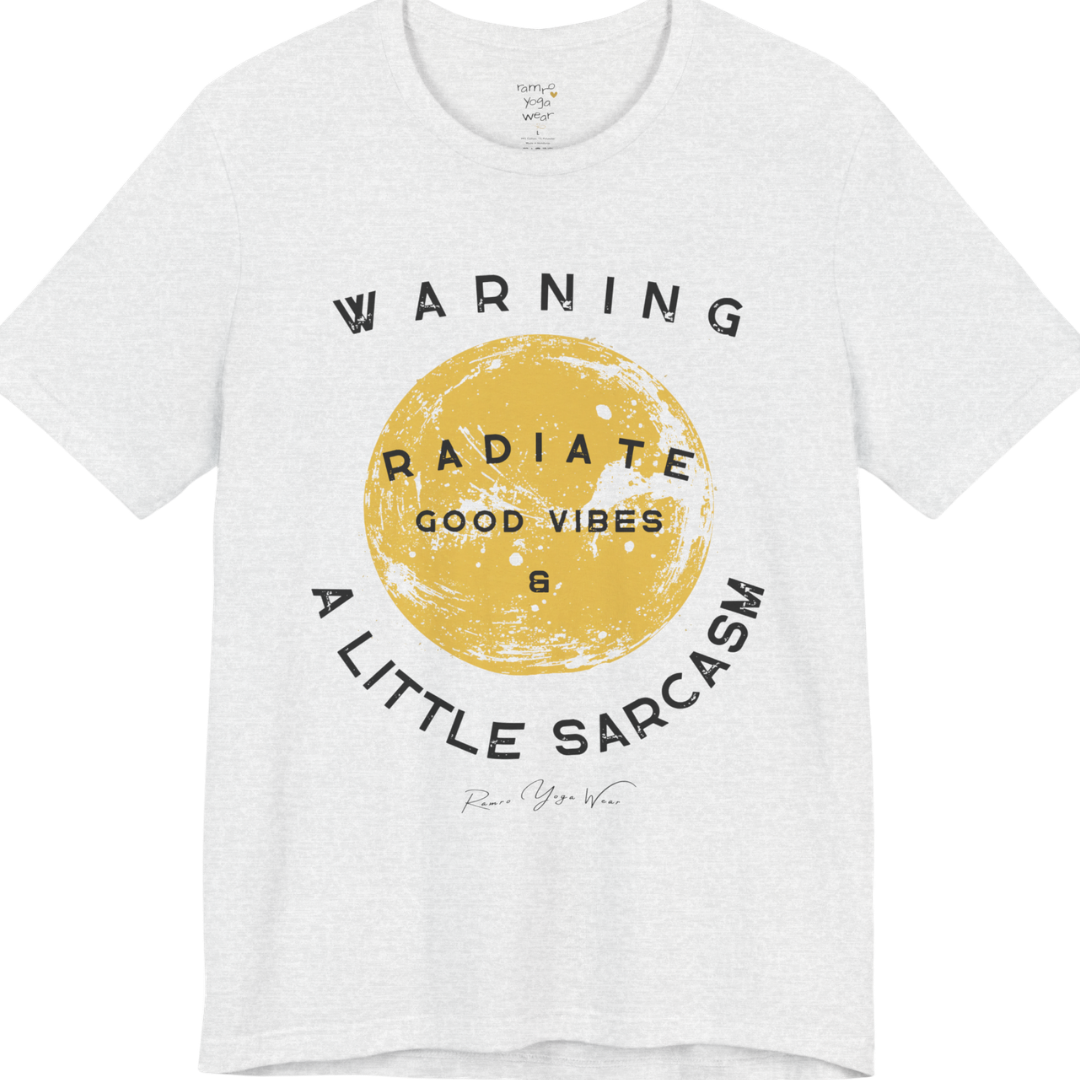 Sunshine funny yoga shirt in Ash — Bella+Canvas 3001 graphic tee by Ramro Yoga Wear