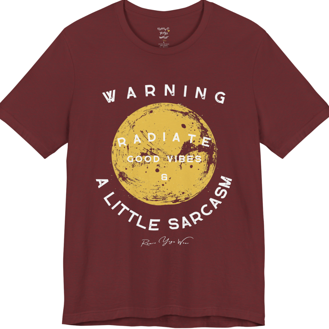 Sunshine funny yoga shirt in Heather Cardinal — Bella+Canvas 3001 graphic tee by Ramro Yoga Wear