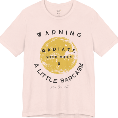 Sunshine funny yoga shirt in Soft Pink — Bella+Canvas 3001 graphic tee by Ramro Yoga Wear
