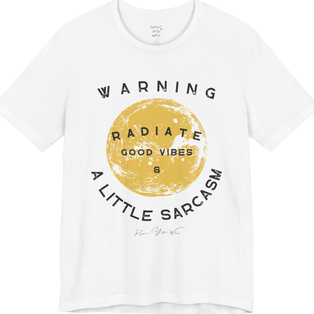 Sunshine funny yoga shirt in White — Bella+Canvas 3001 graphic tee by Ramro Yoga Wear