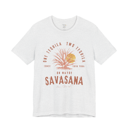 Tequila funny yoga shirt in Ash — Bella+Canvas 3001 graphic tee by Ramro Yoga Wear