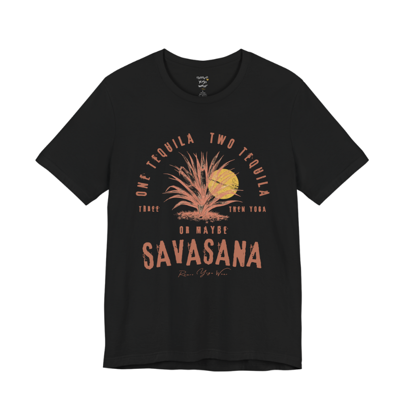 Tequila funny yoga shirt in Black — Bella+Canvas 3001 graphic tee by Ramro Yoga Wear
