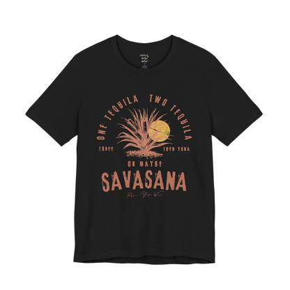 Tequila funny yoga shirt in Black — Bella+Canvas 3001 graphic tee by Ramro Yoga Wear