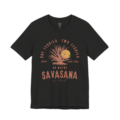Tequila funny yoga shirt in Black Heather — Bella+Canvas 3001 graphic tee by Ramro Yoga Wear
