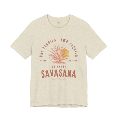 Tequila funny yoga shirt in Heather Prism Natural — Bella+Canvas 3001 graphic tee by Ramro Yoga Wear