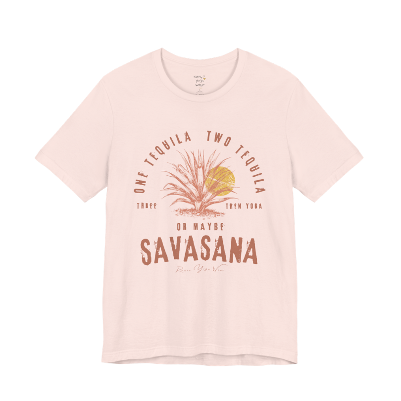 Tequila funny yoga shirt in Soft Pink — Bella+Canvas 3001 graphic tee by Ramro Yoga Wear