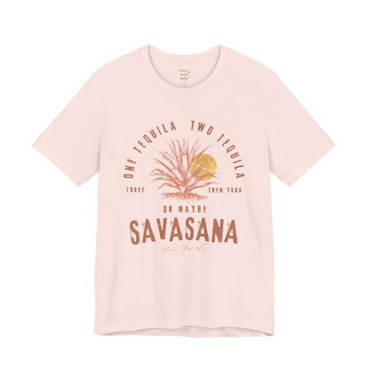 Tequila funny yoga shirt in Soft Pink — Bella+Canvas 3001 graphic tee by Ramro Yoga Wear