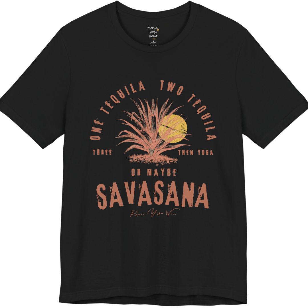 Tequila funny yoga shirt in Black — Bella+Canvas 3001 graphic tee by Ramro Yoga Wear