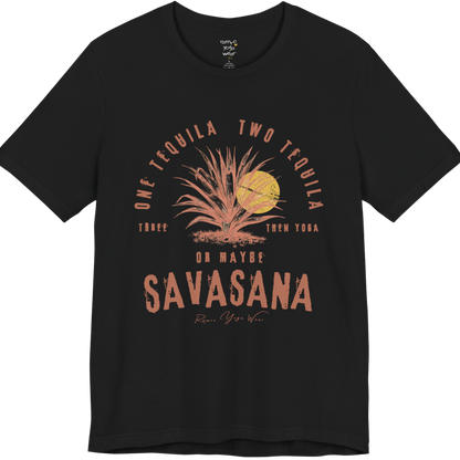 Tequila funny yoga shirt in Black — Bella+Canvas 3001 graphic tee by Ramro Yoga Wear