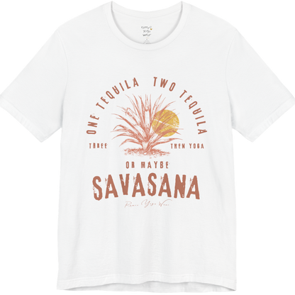 Tequila funny yoga shirt in White — Bella+Canvas 3001 graphic tee by Ramro Yoga Wear