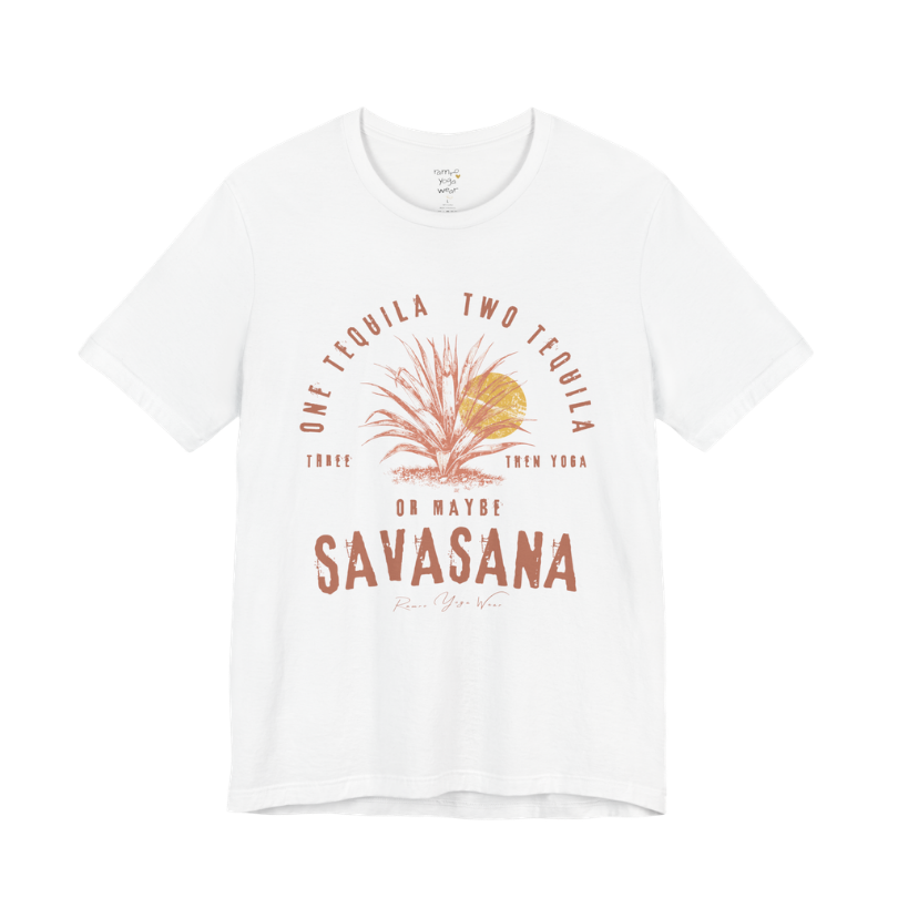 Tequila funny yoga shirt in White — Bella+Canvas 3001 graphic tee by Ramro Yoga Wear