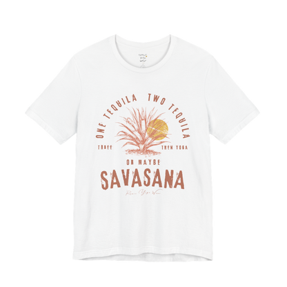 Tequila funny yoga shirt in White — Bella+Canvas 3001 graphic tee by Ramro Yoga Wear