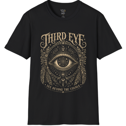 Sacred all-seeing eye with mandala frame, feathers and botanical engraving design — Sacred Thread collection by Ramro Yoga Wear