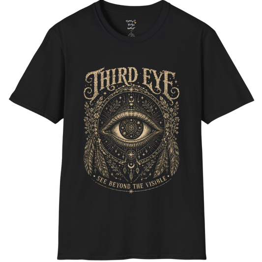 Sacred all-seeing eye with mandala frame, feathers and botanical engraving design — Sacred Thread collection by Ramro Yoga Wear