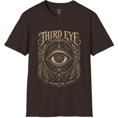 Sacred all-seeing eye with mandala frame, feathers and botanical engraving design — Sacred Thread collection by Ramro Yoga Wear