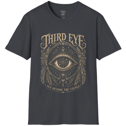 Sacred all-seeing eye with mandala frame, feathers and botanical engraving design — Sacred Thread collection by Ramro Yoga Wear