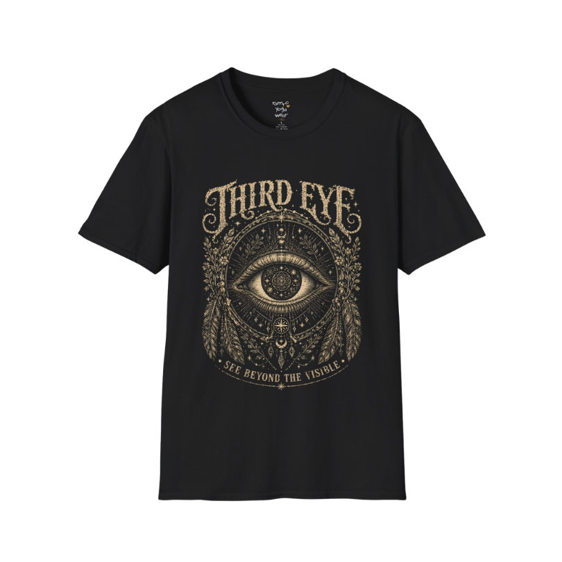Sacred all-seeing eye with mandala frame, feathers and botanical engraving design — Sacred Thread collection by Ramro Yoga Wear
