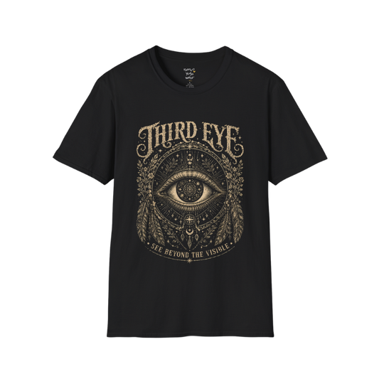 Sacred all-seeing eye with mandala frame, feathers and botanical engraving design — Sacred Thread collection by Ramro Yoga Wear