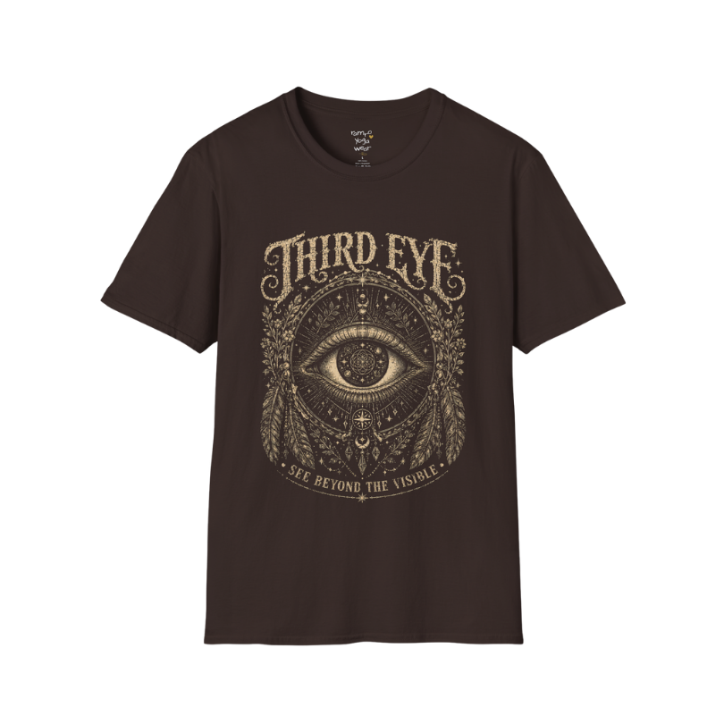 Sacred all-seeing eye with mandala frame, feathers and botanical engraving design — Sacred Thread collection by Ramro Yoga Wear