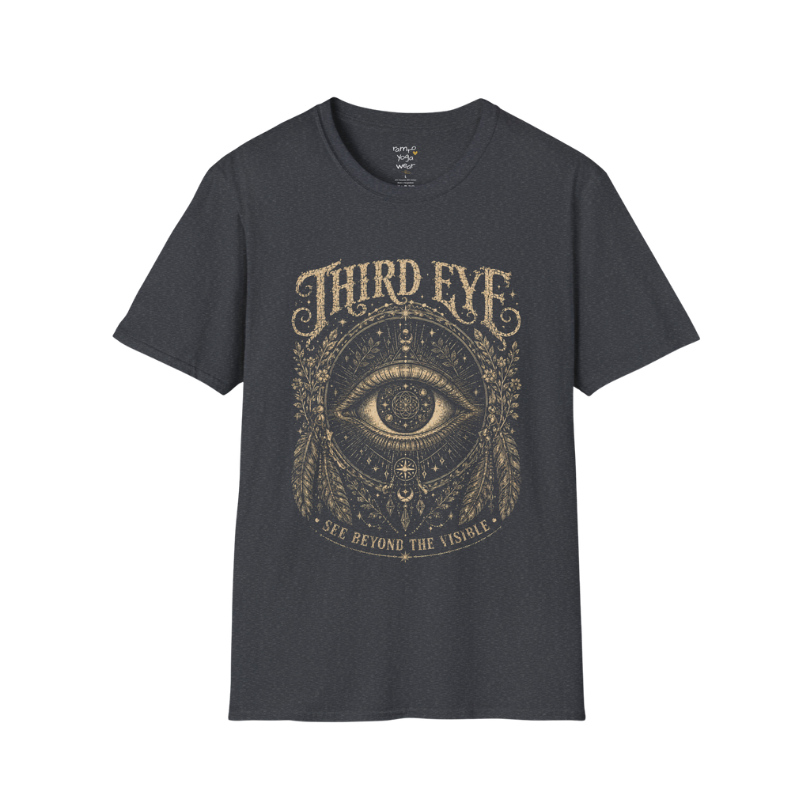Sacred all-seeing eye with mandala frame, feathers and botanical engraving design — Sacred Thread collection by Ramro Yoga Wear