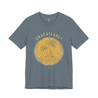 Palm tree savasana yoga slogan tee in Heather Slate — Funny Yoga Shirts collection by Ramro Yoga Wear