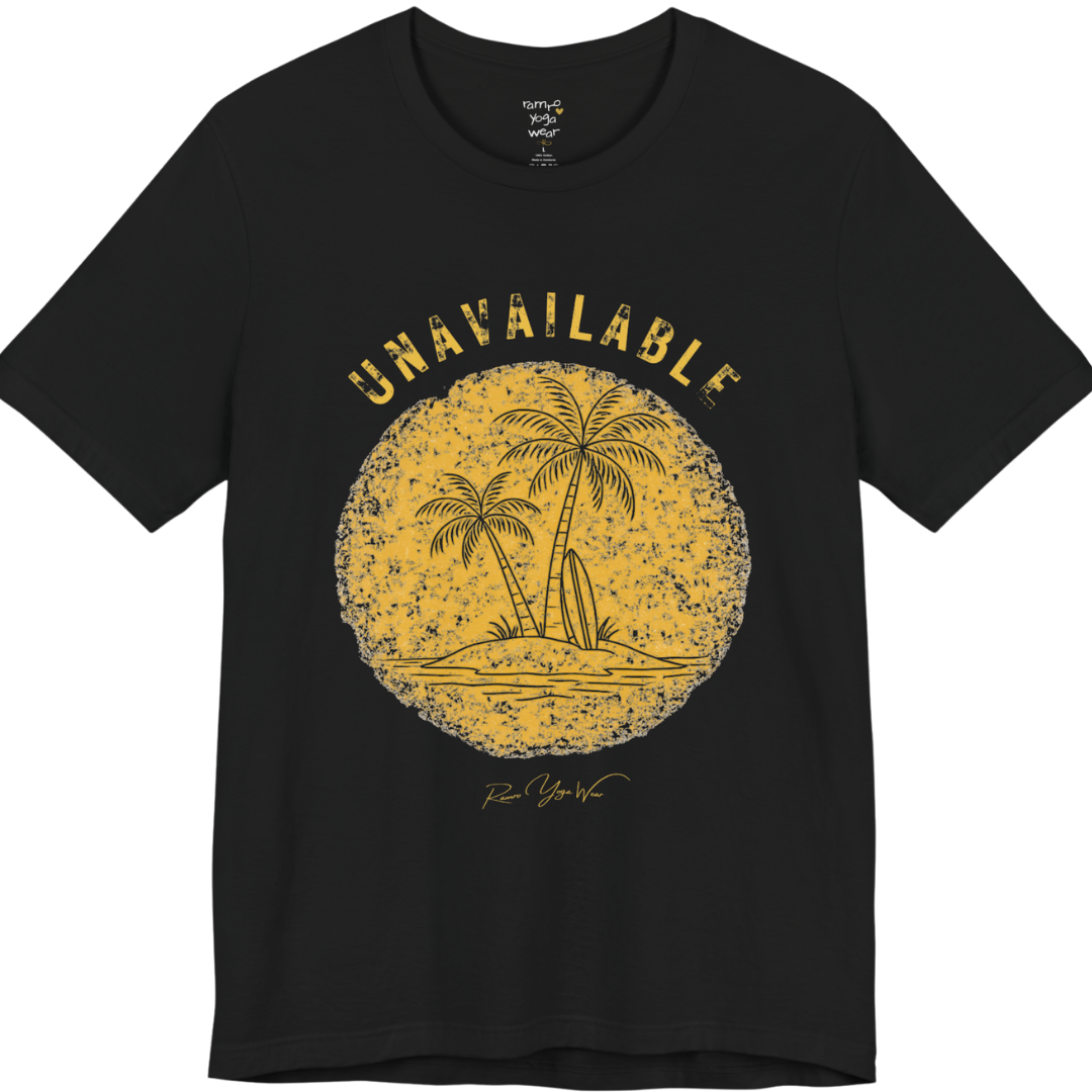 Palm tree savasana yoga slogan tee in Black — Funny Yoga Shirts collection by Ramro Yoga Wear