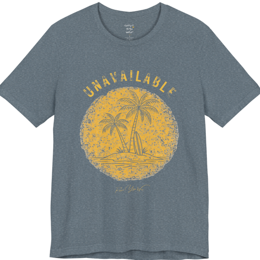 Palm tree savasana yoga slogan tee in Heather Slate — Funny Yoga Shirts collection by Ramro Yoga Wear