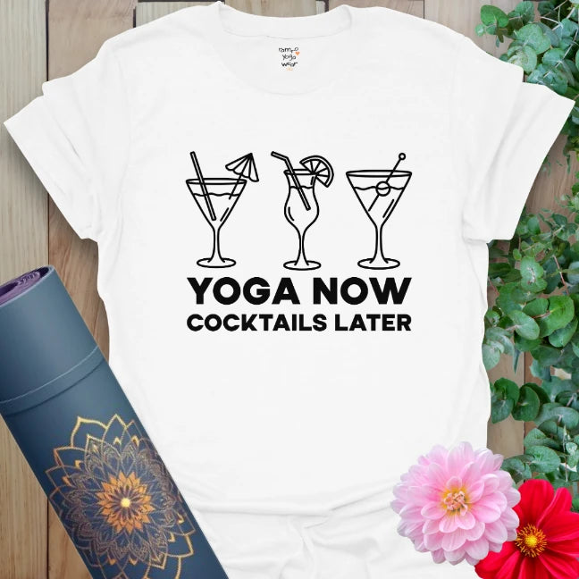 White Cocktail T-Shirt featuring yoga and cocktail balance design