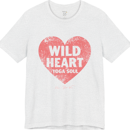 WILD HEART YOGA SOUL distressed heart tee — Funny Yoga Shirts collection by Ramro Yoga Wear — Ash
