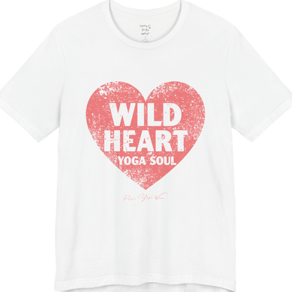 WILD HEART YOGA SOUL distressed heart tee — Funny Yoga Shirts collection by Ramro Yoga Wear — White