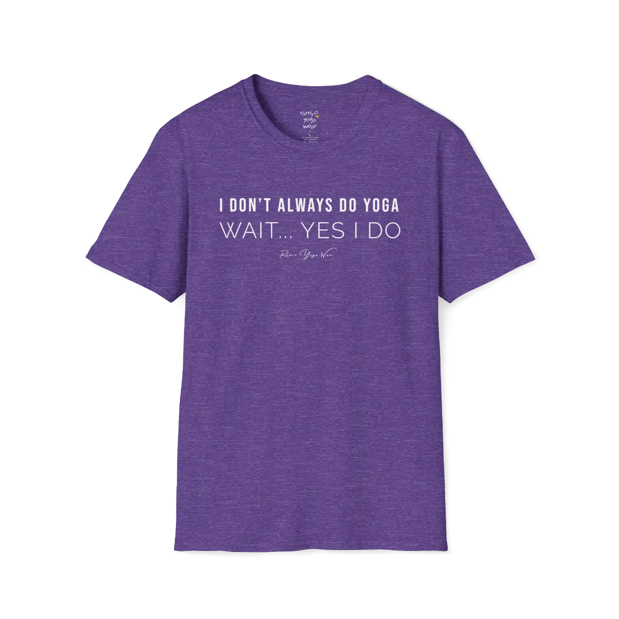 "I Don't Always Do Yoga... Wait, Yes I Do" design — The Vault collection by Ramro Yoga Wear, Heather Purple.