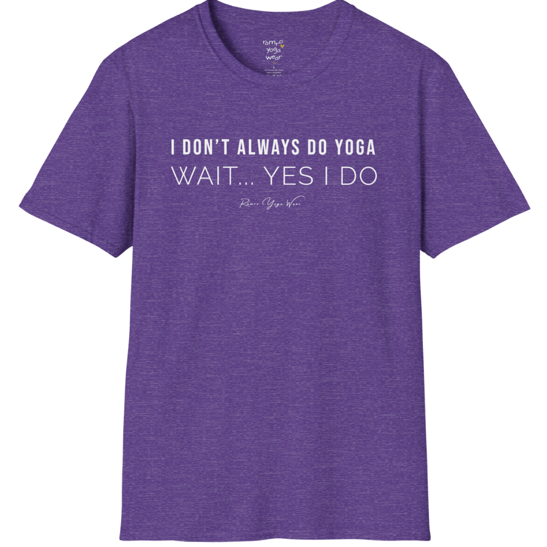 "I Don't Always Do Yoga... Wait, Yes I Do" design — The Vault collection by Ramro Yoga Wear, Heather Purple.