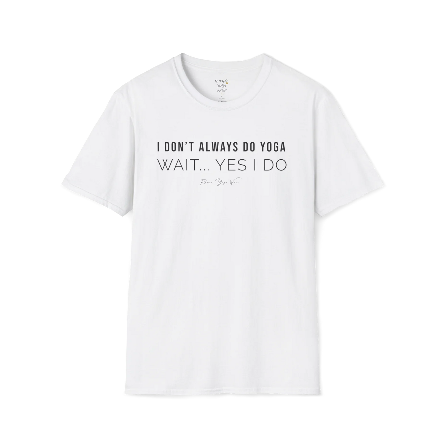 "I Don't Always Do Yoga... Wait, Yes I Do" design — The Vault collection by Ramro Yoga Wear, White.