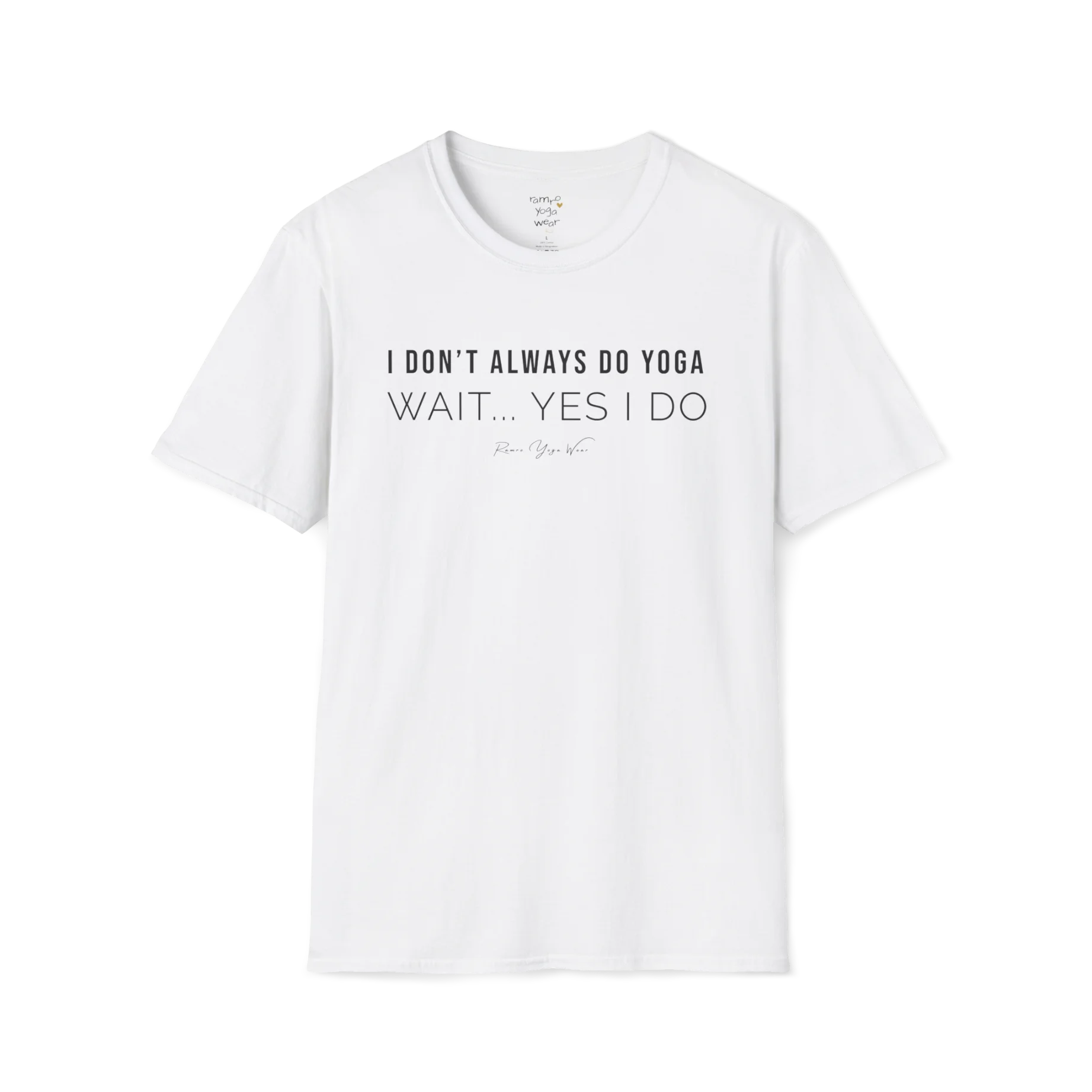 "I Don't Always Do Yoga... Wait, Yes I Do" design — The Vault collection by Ramro Yoga Wear, White.