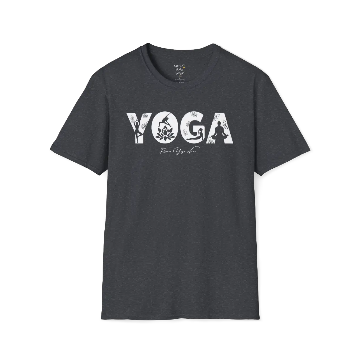 "YOGA" text design — The Vault collection by Ramro Yoga Wear, Dark Heather Grey.