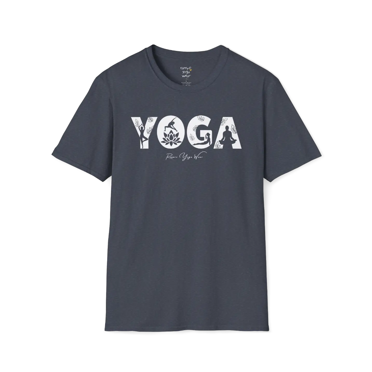 "YOGA" text design — The Vault collection by Ramro Yoga Wear, Heather Navy.