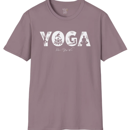"YOGA" text design, with the text illustrating yoga positions — The Vault collection by Ramro Yoga Wear, Paragon