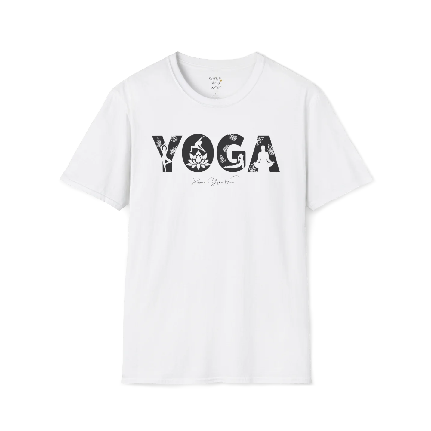 "YOGA" text design — The Vault collection by Ramro Yoga Wear, White.