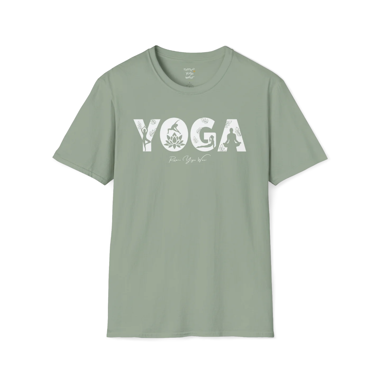 "YOGA" text design — The Vault collection by Ramro Yoga Wear, Sage.