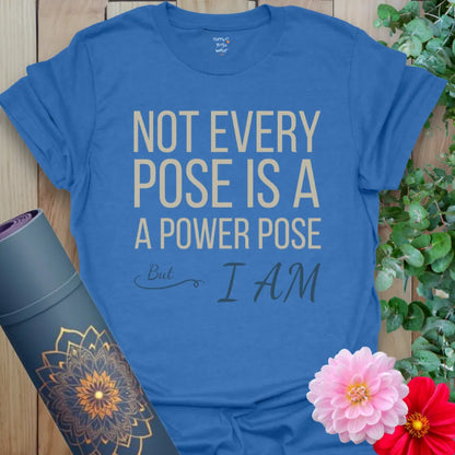 Heather Royal Yogi Energy T-Shirt with bold text and centered message. Lightweight shirt for yoga, breathwork, and mindful movement.