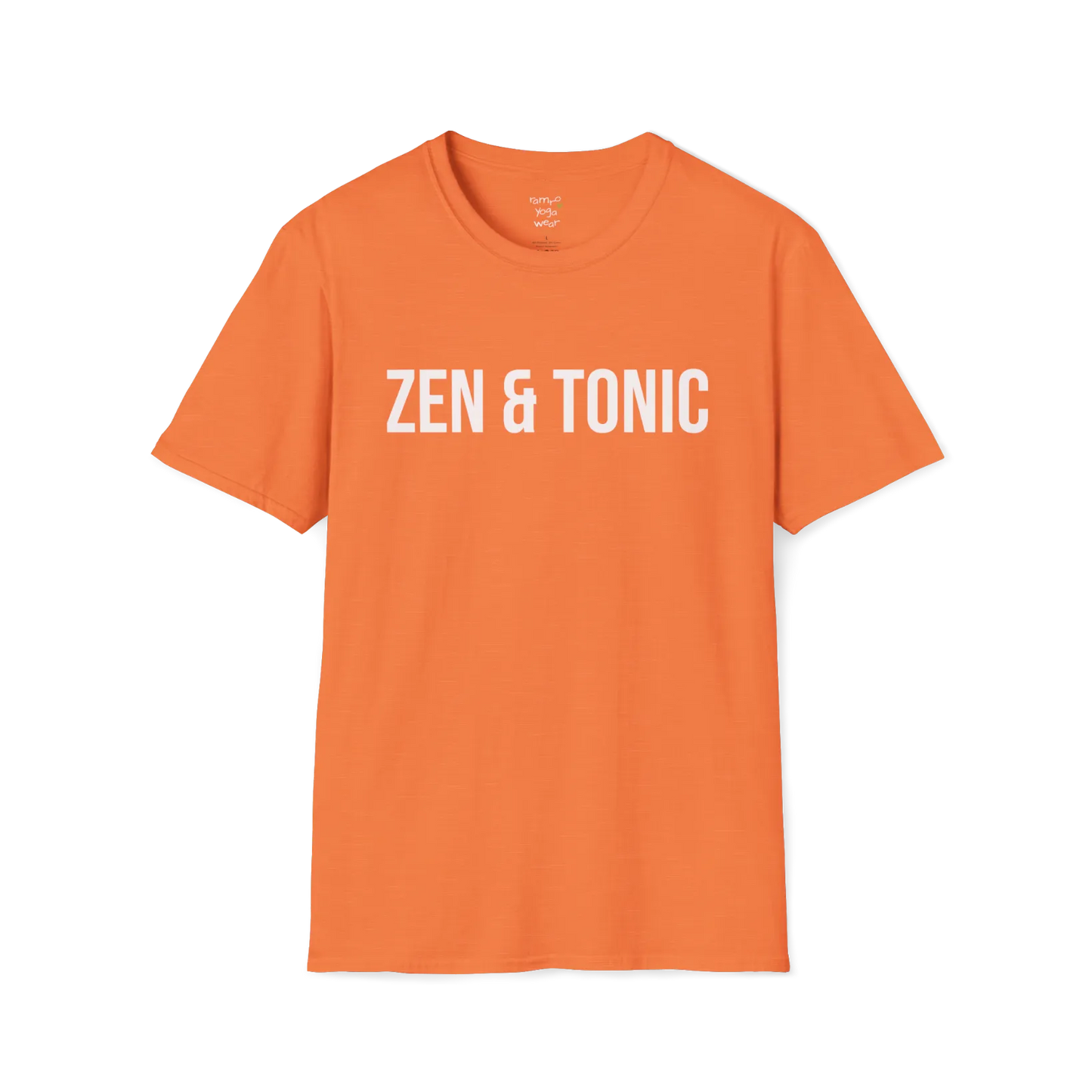 Bold “Zen & Tonic” minimalist white lettering design — The Vault collection by Ramro Yoga Wear — Heather Orange